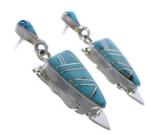 Southwest Silver And Turquoise Inlay Earrings EX31619
